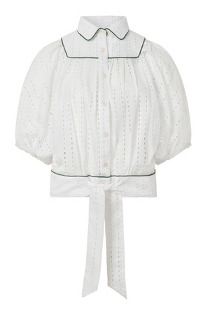 MAGIC - Organic Cotton Broderie Anglaise Blouse - White from KOMODO