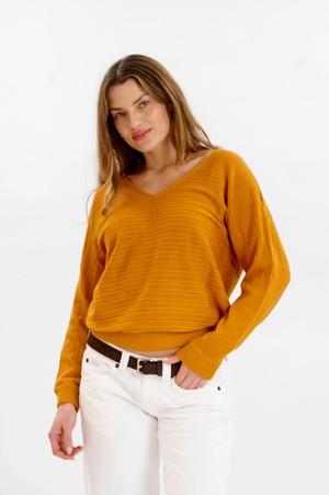 PIA Organic Cotton Pointelle Jumper - Mustard from KOMODO