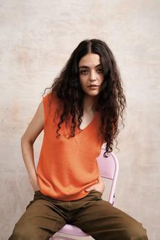 SANDER - Cotton Tencel Vest - Orange via KOMODO