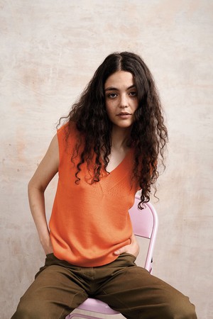 SANDER - Cotton Tencel Vest - Orange from KOMODO