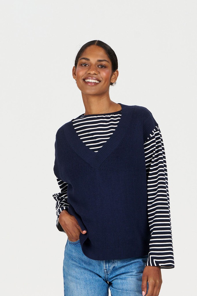 SANDER Organic Ramie Cotton Vest - navy from KOMODO