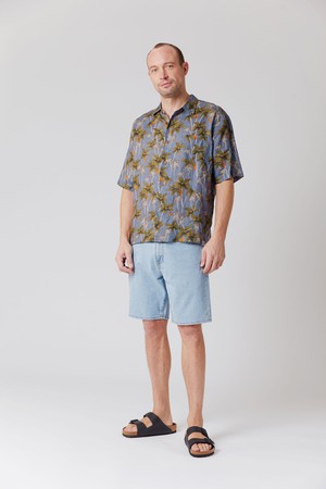 DINGWALLS Jungle Print Linen Shirt Blue from KOMODO