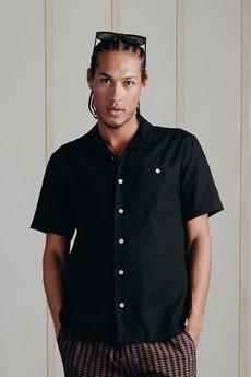 SPINDRIFT - Organic Linen Cotton Shirt - Black via KOMODO