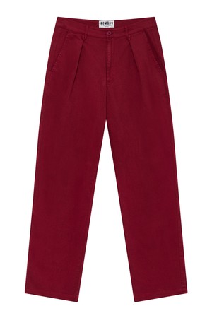 BOWIE - Loose Fit Organic Cotton Twill Trouser Wine Red from KOMODO