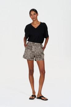 LIBBY Organic Linen Cotton Short - Mushroom Crossstich via KOMODO