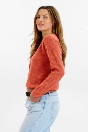 HANA Organic Cotton Jumper - Coffee & Red from KOMODO