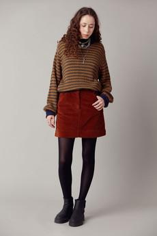 LEONI - Organic Cotton Cord Miniskirt Chestnut via KOMODO