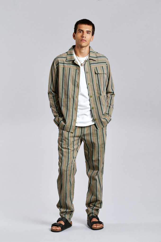 LANDON - Organic Cotton Jacket Green Stripe from KOMODO