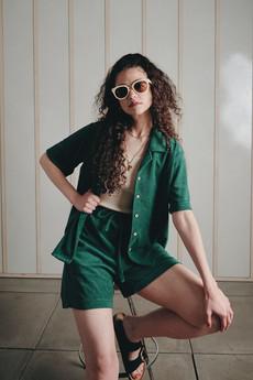 OCEAN - Organic Cotton Blend Terry Towelling Shirt - Jungle Green via KOMODO