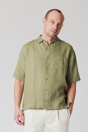 DINGWALLS Organic Linen Shirt Sage Khaki from KOMODO