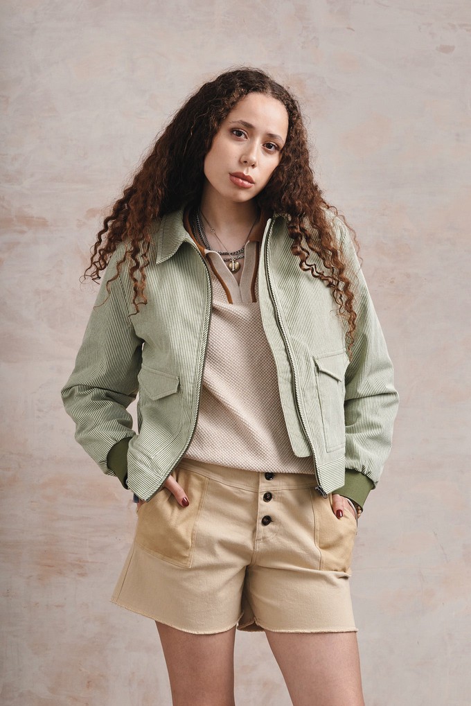 VIV - Organic Cotton Bomber - Green Stripe from KOMODO