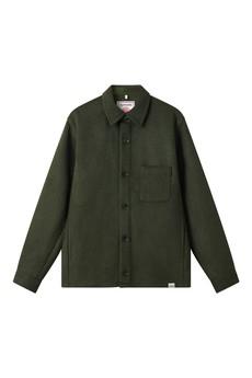 JOHAN Recycled Wool Poly Blend Over Shirt- Olive via KOMODO