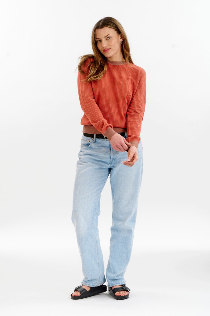 HANA Organic Cotton Jumper - Coffee & Red from KOMODO