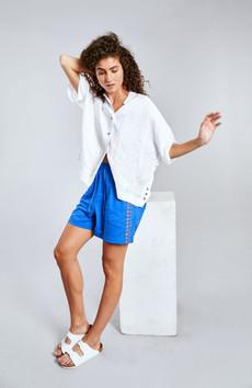 LEAH - Organic Cotton Embroidery Shorts Sapphire Blue via KOMODO