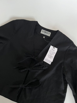 SAVANNAH - Organic Linen Cotton Tie Top - Black from KOMODO