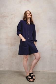 TIFF - Organic Cotton Cheesecloth Playsuit - Navy via KOMODO