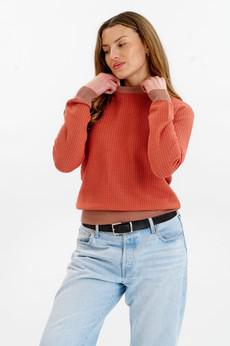 HANA Organic Cotton Jumper - Coffee & Red via KOMODO