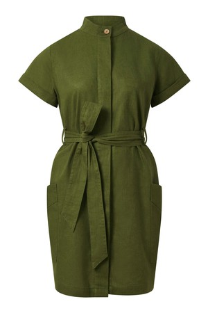 RAFIKI - Organci Linen Cotton Dress - Khaki from KOMODO