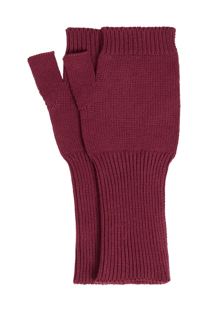 JAS - GOTS Organic Cotton Fingerless Gloves - Wine Red from KOMODO