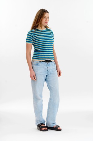 PENELOPE Organic Cotton Pointelle Knit Tee - Ocean from KOMODO