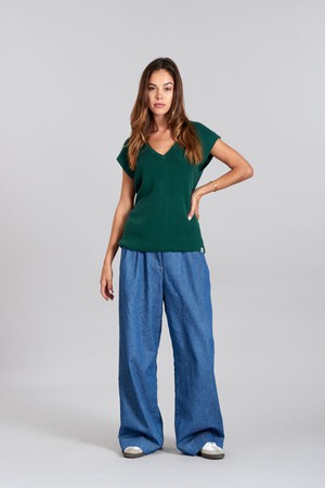 LOLA - Organic Cotton Mid Wash Patchwork Trouser from KOMODO