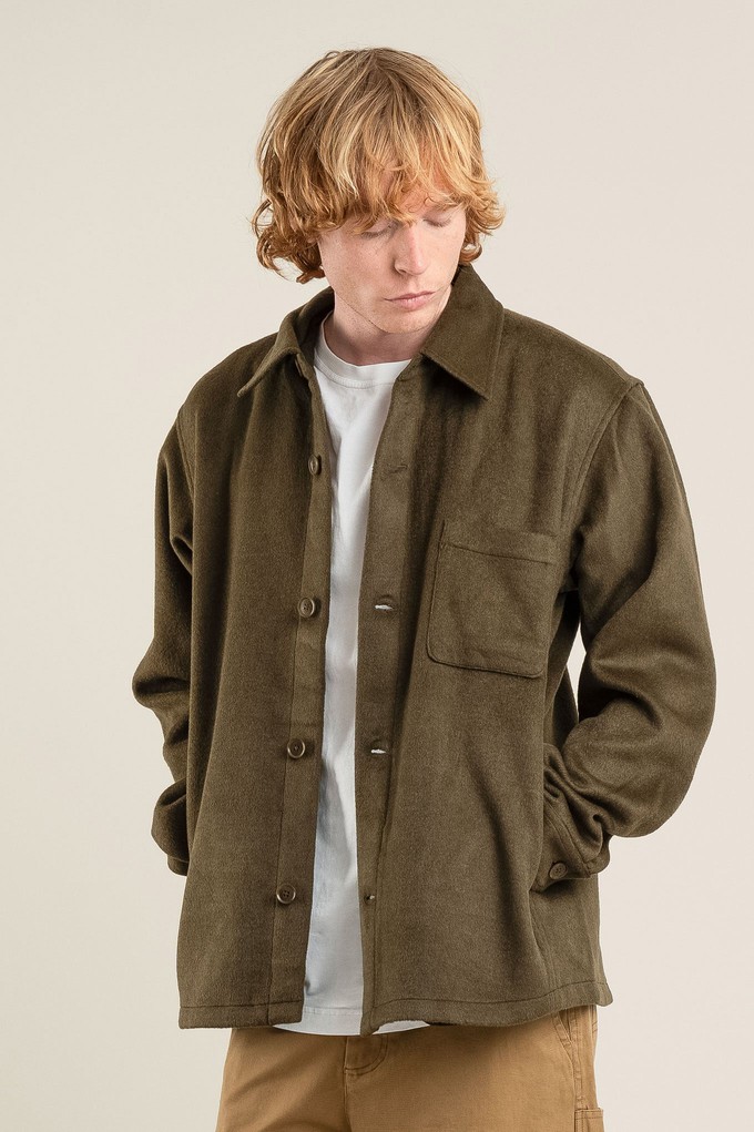 JOHAN Recycled Wool Poly Blend Over Shirt- Olive from KOMODO