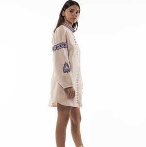 Tara Hand Embroidered Hemp Mini Dress from Kurinji