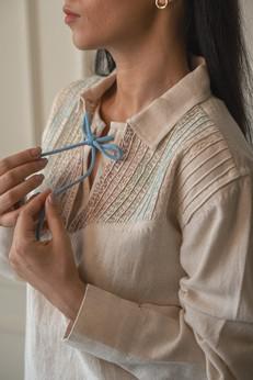 Materiality Yoke Detail Shirt via Lafaani