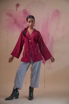 Phosphene Unisex Haori & Grey Pants Set via Lafaani