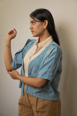 Materiality Unisex Cropped Half Sleeve Jacket from Lafaani