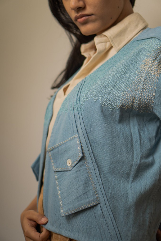 Materiality Unisex Cropped Half Sleeve Jacket from Lafaani