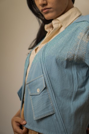 Materiality Unisex Cropped Half Sleeve Jacket from Lafaani