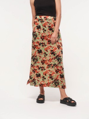 Maxi skirt with slit print Powerful Bloom from LANIUS