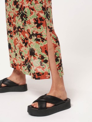 Maxi skirt with slit print Powerful Bloom from LANIUS