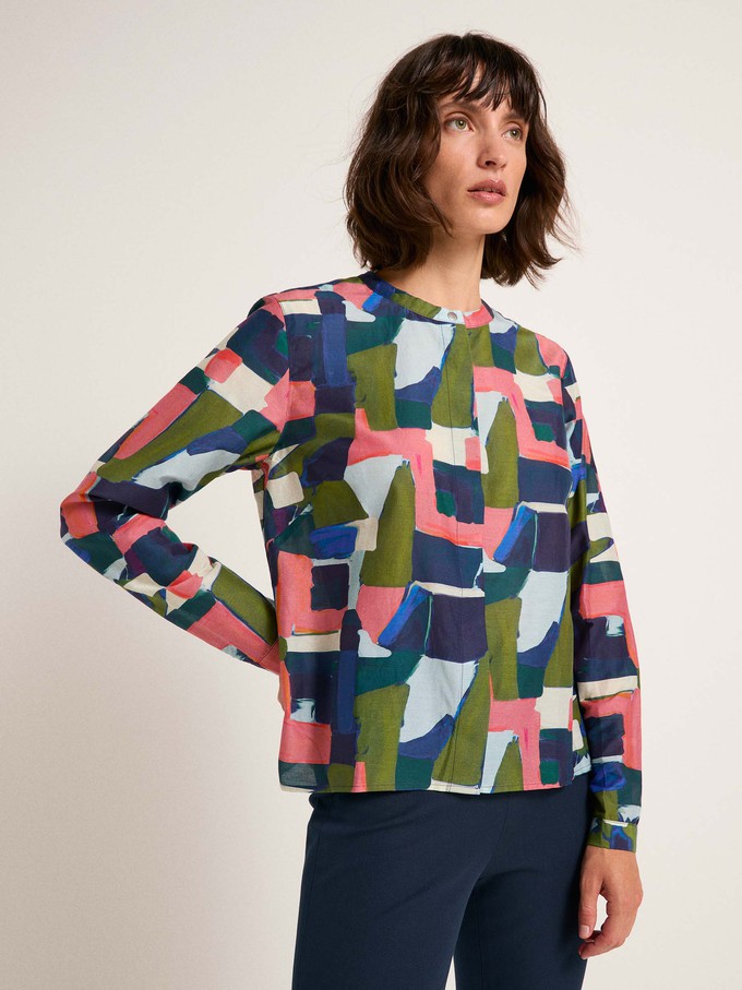 Stand-up collar blouse print art from LANIUS