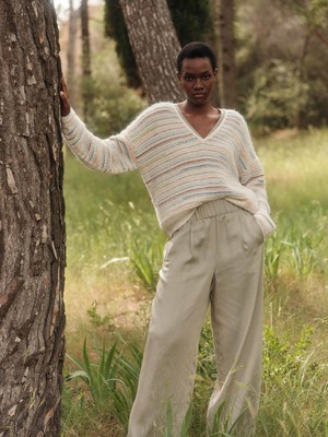 Striped V-neck sweater from LANIUS
