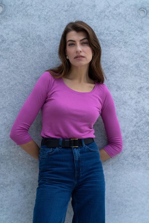 3/4 Sleeve Scoop Neck Cotton Modal Blend T-Shirt from Lavender Hill Clothing 3/4 Sleeve Scoop Neck Cotton Modal Blend T-Shirt from Lavender Hill Clothing