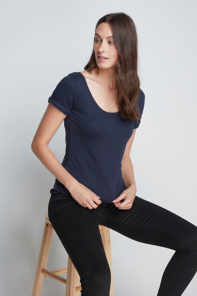 Boat Neck Cotton Modal Blend T-shirt from Lavender Hill Clothing