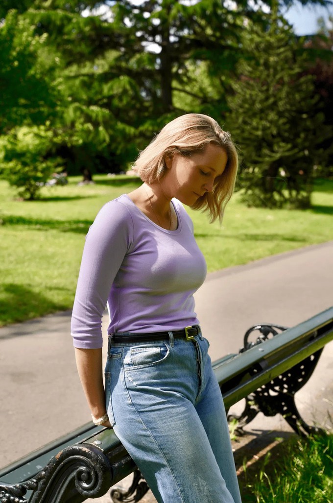 3/4 Sleeve Scoop Neck Cotton Modal Blend T-Shirt from Lavender Hill Clothing 3/4 Sleeve Scoop Neck Cotton Modal Blend T-Shirt from Lavender Hill Clothing