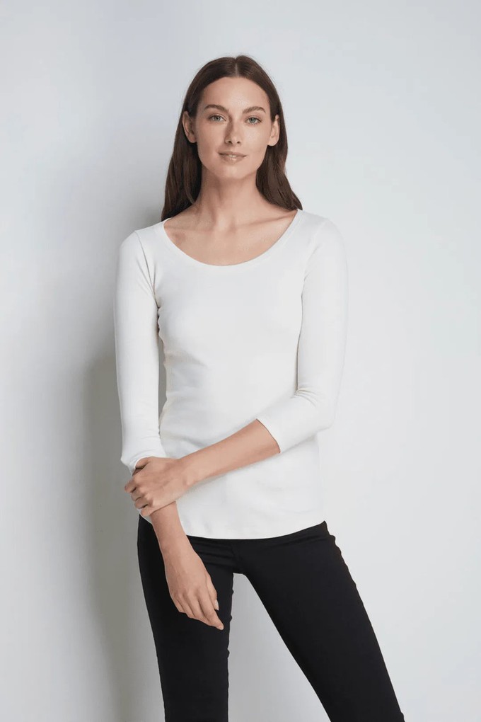 3/4 Sleeve Scoop Neck Cotton Modal Blend T-Shirt from Lavender Hill Clothing 3/4 Sleeve Scoop Neck Cotton Modal Blend T-Shirt from Lavender Hill Clothing