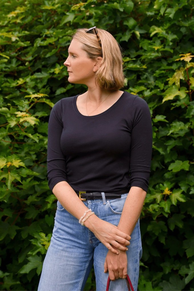 3/4 Sleeve Scoop Neck Cotton Modal Blend T-Shirt from Lavender Hill Clothing 3/4 Sleeve Scoop Neck Cotton Modal Blend T-Shirt from Lavender Hill Clothing