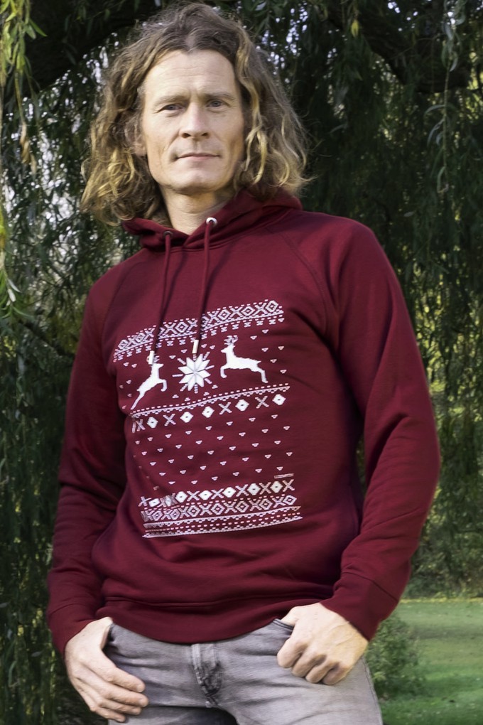 Christmas Reindeer Hooded Sweater - Bordeaux from Loenatix