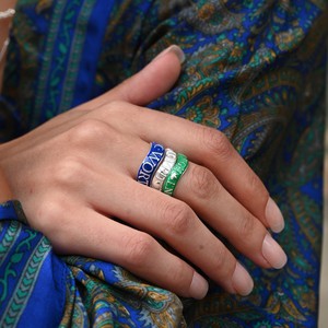 Enough Affirmation Stacking Ring Silver Green - Outlet from Loft & Daughter