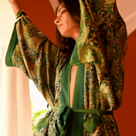 If Saris Could Talk Maxi Kimono- Garden of Eden from Loft & Daughter