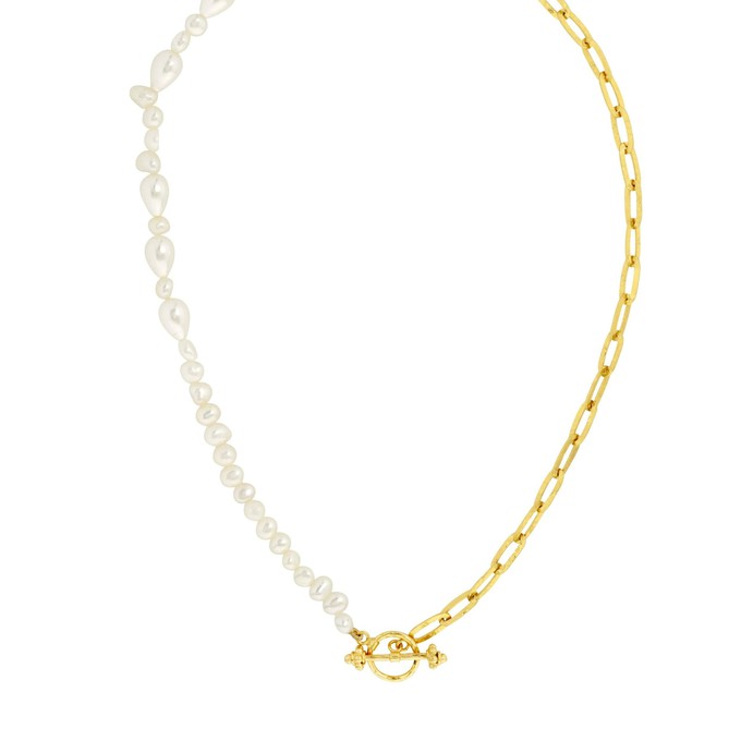 Freedom T-Bar Pearls Gold Vermeil from Loft & Daughter