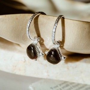 Soul Stone Hoops Red Garnet Silver from Loft & Daughter