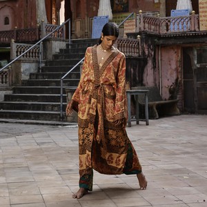 If Saris Could Talk Maxi Kimono- Sunset Marigold from Loft & Daughter