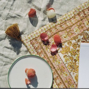 Wanderlust Picnic Blanket- Pink/ Ochre from Loft & Daughter