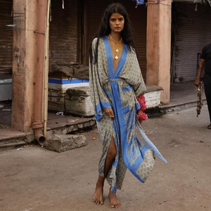 If Saris Could Talk Maxi Kimono- Lotus Lagoon from Loft & Daughter