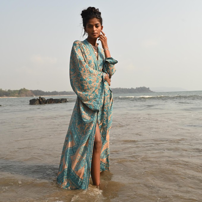 If Saris Could Talk Maxi Kimono- Purple Rain from Loft & Daughter